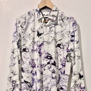 CALVIN KLEIN MARBLE PRINT BUTTON UP MENS SHIRT Sml